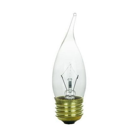 Sunlite 40 Watt Flame Tip Chandelier Medium Base Clear
