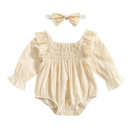 Zrbywb Baby Jumpsuit Clothes Girls Long Sleeve Solid Cotton Linen Pullover Romper Ruffles Bodysuits Headbands Set
Zrbywb Baby Jumpsuit Clothes Girls Long Sleeve Solid Cotton Linen Pullover Romper Ruffles Bodysuits Headbands Set