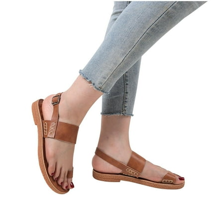 Sandals Sandals Summer Ladies Flip-Flops Flat Heel Slippers Sandals Casual Flip Flops Women s Shoes Brown