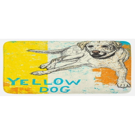 Yellow Kitchen Mat Sitting Dog Sketch Style Illustration on Striped Background Weathered Effect Plush Decorative Kitchen Mat with Non Slip Backing 47 X 19 Yellow Beige Blue by Ambesonne
Yellow Kitchen Mat Sitting Dog Sketch Style Illustration on Striped Background Weathered Effect Plush Decorative Kitchen Mat with Non Slip Backing 47 X 19 Yellow Beige Blue by Ambesonne
