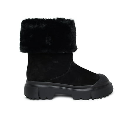 Hogan Woman H619 Black Suede Ankle Boots