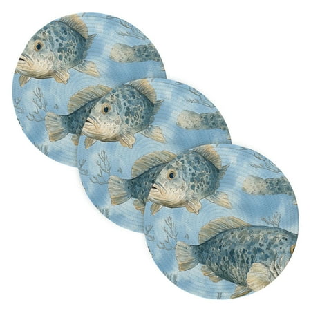 Gray Fish Pattern Coil Dish Mat Set 3 Pack 15 Round Heat-Resistant Durable Soft Polyester 
Gray Fish Pattern Coil Dish Mat Set 3 Pack 15 Round Heat-Resistant Durable Soft Polyester