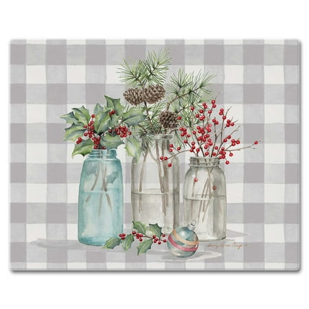 CounterArt Holiday Gatherings 3mm Heat Tolerant Glass Cutting Board 15 by 12
