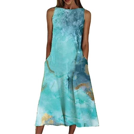 PIKADINGNIS Womens Summer Flower Floral Print Dresses for Women One Word Collar Skirt Middle Length Dress with Pockets Sleeveless Dress 
PIKADINGNIS Womens Summer Flower Floral Print Dresses for Women One Word Collar Skirt Middle Length Dress with Pockets Sleeveless Dress