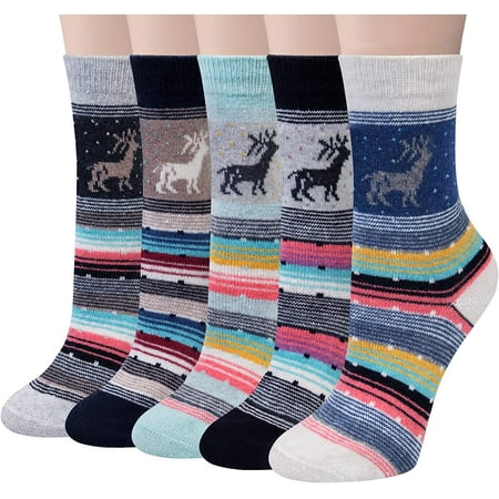 QWZNDZGR 5 Pairs Womens Wool Socks Thick Knit Vintage Winter Warm Cozy Crew Socks Gifts
QWZNDZGR 5 Pairs Womens Wool Socks Thick Knit Vintage Winter Warm Cozy Crew Socks Gifts