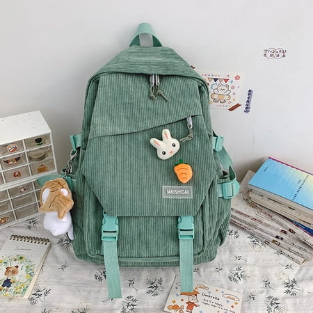 Toyella Large Capacity Solid Color Soft And Comfortable Corduroy Student Backpack Green with pendant
Toyella Large Capacity Solid Color Soft And Comfortable Corduroy Student Backpack Green with pendant