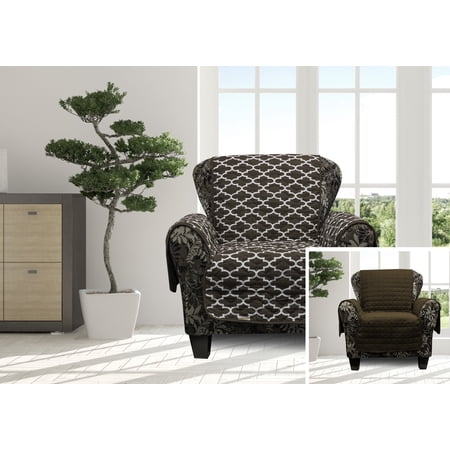 Coby Geometric Reversible Water Resistent Chair Cover in Chocolate