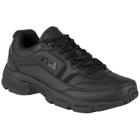 

Fila Mens Workshift Leather Memory Foam Work Shoes Black 11 Extra Wide (4E)
