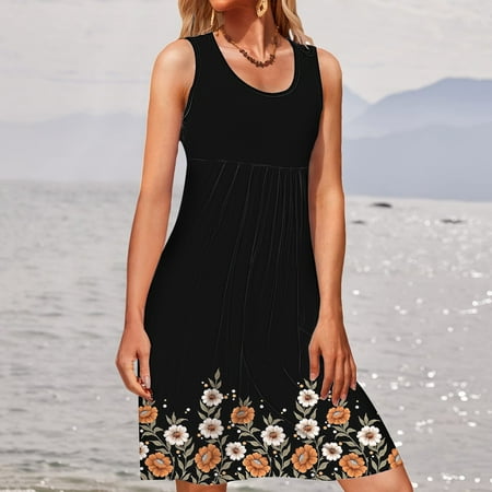 YanHoo Women s Summer Sundress Sleeveless Round-Neck Mini Dress Casual Beach Holiday Tank Dress
YanHoo Women s Summer Sundress Sleeveless Round-Neck Mini Dress Casual Beach Holiday Tank Dress