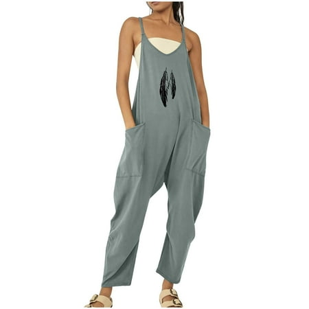 Dyegold Jumpsuits for Women Casual Womens Jumpers and Rompers Casual Loose Feather Print Baggy Adjustable Suspender Overalls Sleeveless V-Neck Rompers
Dyegold Jumpsuits for Women Casual Womens Jumpers and Rompers Casual Loose Feather Print Baggy Adjustable Suspender Overalls Sleeveless V-Neck Rompers