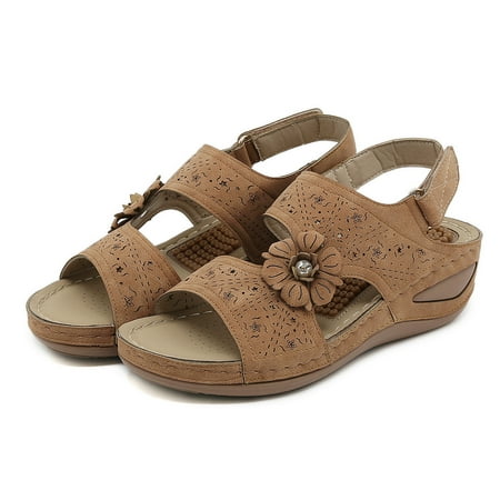ZIZOCWA Women Roman Wedges Sandals Vintage Leather Flowers Casual Walking Shoes Outdoor Open Toe Massage Soft Bottom Beach Sandals Brown Size8.5
ZIZOCWA Women Roman Wedges Sandals Vintage Leather Flowers Casual Walking Shoes Outdoor Open Toe Massage Soft Bottom Beach Sandals Brown Size8.5