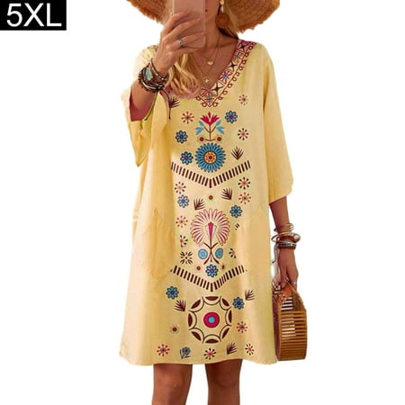BESTHUA Women V-neck Short Sleeve T-shirt Dress Breathable Loose Swing Dress Printed Fashion Romper Dress
BESTHUA Women V-neck Short Sleeve T-shirt Dress Breathable Loose Swing Dress Printed Fashion Romper Dress