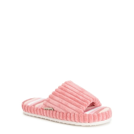 MUK LUKS Women s Ribbed Terry Pool Slide Scuff Slipper
