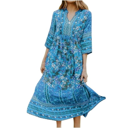Floleo Women s Dress Clearance Fall Summer Fashion Bohemian V-neck Loose Half Sleeve Print Ankle-length
Floleo Women s Dress Clearance Fall Summer Fashion Bohemian V-neck Loose Half Sleeve Print Ankle-length