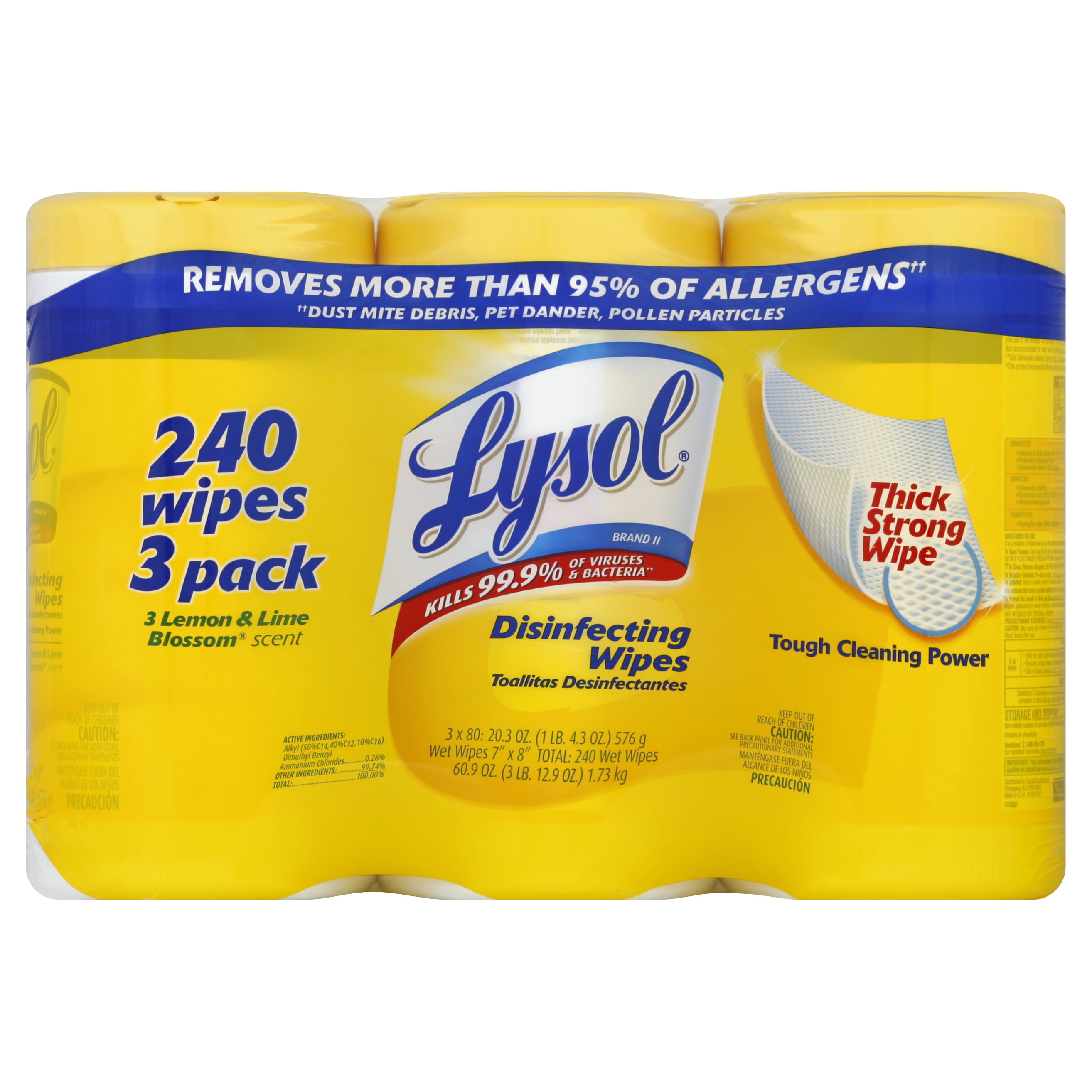 Lysol Disinfecting Wipes Value Pack, Lemon and Lime Blossom, 240 ...