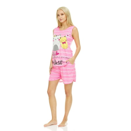 Lati Fashion Women Pajamas Shorts and Sleeveless Top 2-Piece Female Pajamas Set Pink L
Lati Fashion Women Pajamas Shorts and Sleeveless Top 2-Piece Female Pajamas Set Pink L