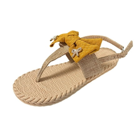 Gzea Womens Dressy Sandals Women Shoes Comfortable Flat Thong Sandals Fashionable Bow Beach Sandals Summer Sandals Yellow 39
Gzea Womens Dressy Sandals Women Shoes Comfortable Flat Thong Sandals Fashionable Bow Beach Sandals Summer Sandals Yellow 39