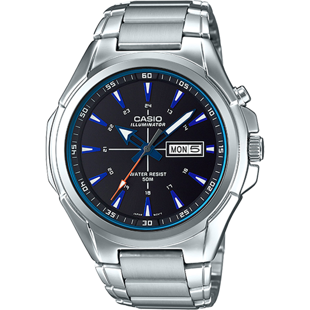 Casio Men's Stainless Steel Watch, Black Dial - MTPE200D-1A2V