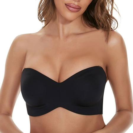 Knosfe Strapless Bras for Women Push Up Padded Push Up Wireless Bras with Support and Lift Black 100E
Knosfe Strapless Bras for Women Push Up Padded Push Up Wireless Bras with Support and Lift Black 100E
