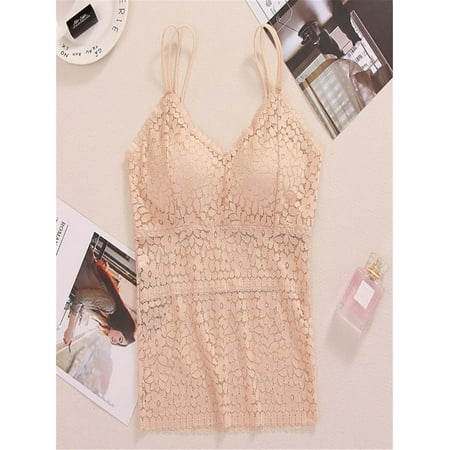 Lace Camisole With Chest Pad Base Bra Can Be Worn Outside Floral Openwork Vest