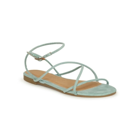 Bamboo Square Toe Asymmetrical Strappy Flat Sandal 20194