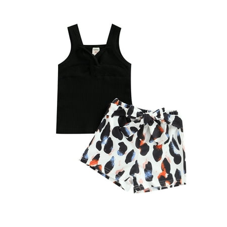 ZIYIXIN 2pcs Infant Kids Girls Clothes Strap Sleeveless Solid Vest Tops+Leopard Printed Bow Shorts Sets Black 1-2 Years
ZIYIXIN 2pcs Infant Kids Girls Clothes Strap Sleeveless Solid Vest Tops+Leopard Printed Bow Shorts Sets Black 1-2 Years
