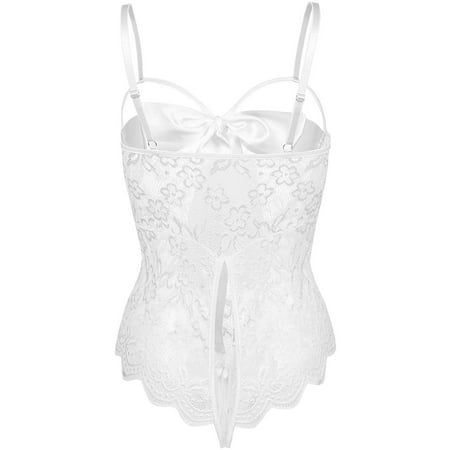 B91xZ Lingerie For Women Knot Lingerie Tie Lace Front Front Bodysuit Teddy One-Piece Floral Womens Lingerie Snap White L
B91xZ Lingerie For Women Knot Lingerie Tie Lace Front Front Bodysuit Teddy One-Piece Floral Womens Lingerie Snap White L