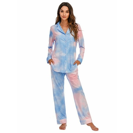 Women s Pyjama Sets Tie Dye Printed Long Sleeve Loungewear Sleepwear Set Button-down Shirt + Pants with Elastic Drawstring
Women s Pyjama Sets Tie Dye Printed Long Sleeve Loungewear Sleepwear Set Button-down Shirt + Pants with Elastic Drawstring