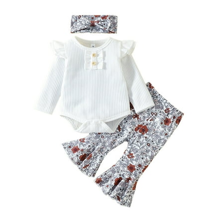 Niuer Baby Cute Flared Led Jumpsuit Top+Flare Pant+Headband Newborn Solid Color Spring Autumn Outfits Long Sleeve Party Elastic Waist Casual 3Pcs Outfit Suit White 90cm
Niuer Baby Cute Flared Led Jumpsuit Top+Flare Pant+Headband Newborn Solid Color Spring Autumn Outfits Long Sleeve Party Elastic Waist Casual 3Pcs Outfit Suit White 90cm