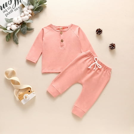 Augper Baby Girl Clothes Long Sleeve Fall Winter Clearance Infant Baby Boys Girls Solid Long Sleeve Button Tops + Pants Outfit Set
Augper Baby Girl Clothes Long Sleeve Fall Winter Clearance Infant Baby Boys Girls Solid Long Sleeve Button Tops + Pants Outfit Set