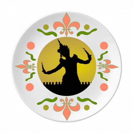 Thailand Shadow Culture Dancer Flower Ceramics Plate Tableware Dinner Dish