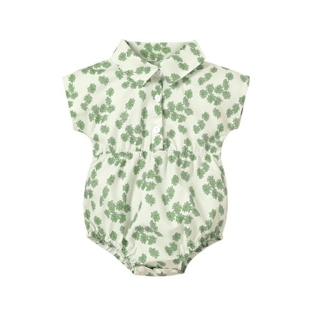 Calsunbaby Infant Baby Girls Romper Leaves Printed Short Sleeve Folded Collar Triangle-Bottom One-Piece Summer Snap Jumpsuit
Calsunbaby Infant Baby Girls Romper Leaves Printed Short Sleeve Folded Collar Triangle-Bottom One-Piece Summer Snap Jumpsuit