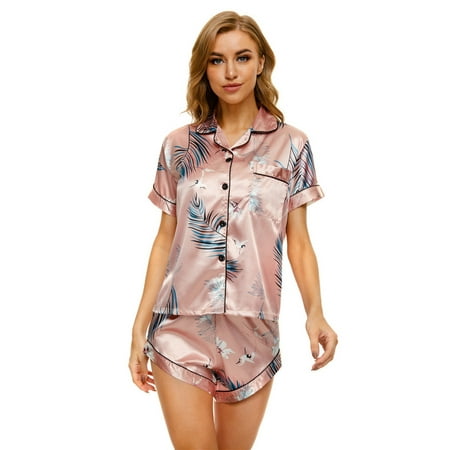 FEREMO Women s Sleep Suit Button Down Pajamas Shirts Satin Print Short Sleeve and Shorts
FEREMO Women s Sleep Suit Button Down Pajamas Shirts Satin Print Short Sleeve and Shorts