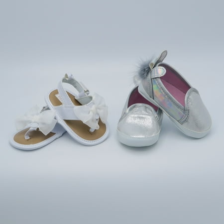 Pre-owned Laura Ashley Girls White | Silver Shoes size: 2-3 Infant