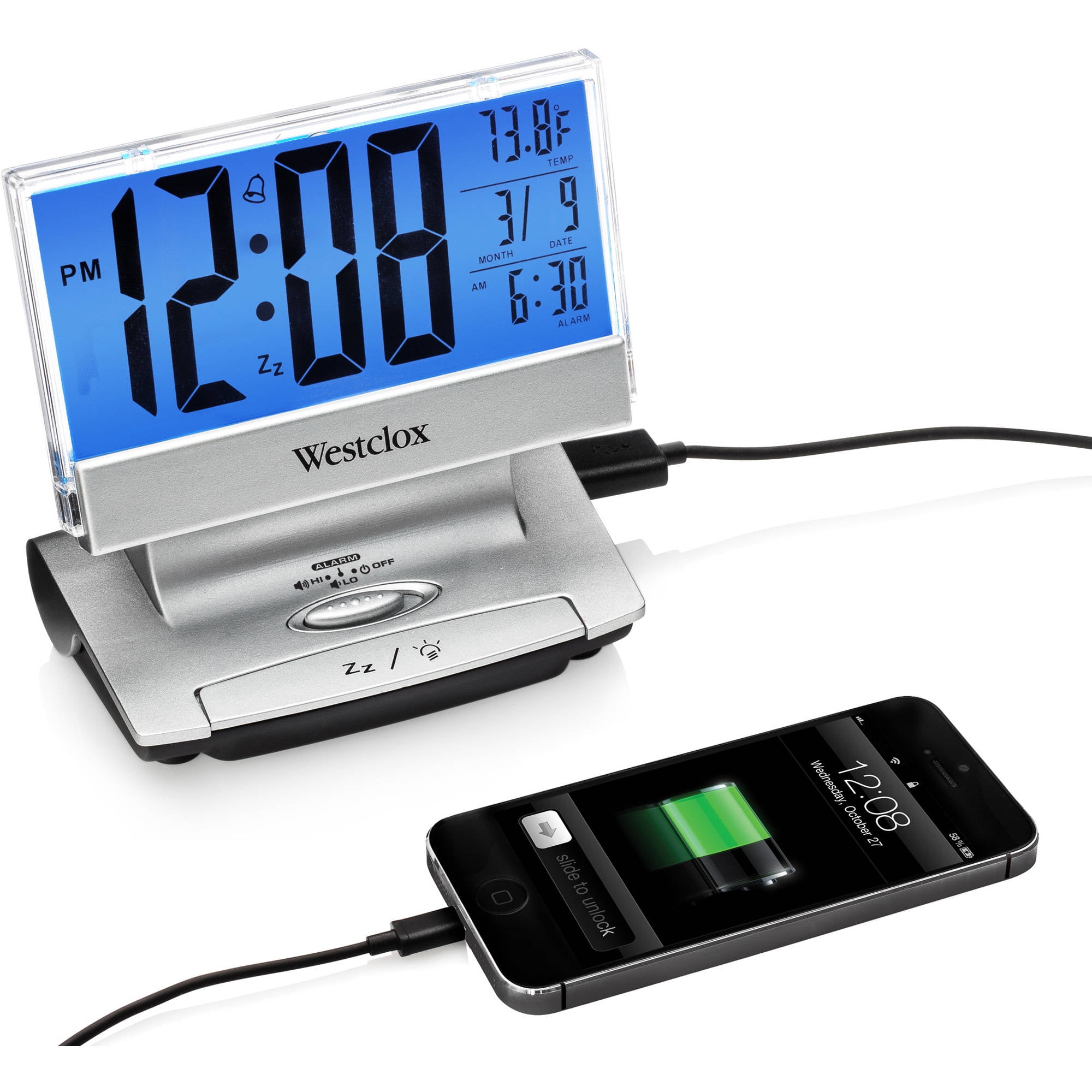 Equity Cube LCD Alarm Clock, Blue