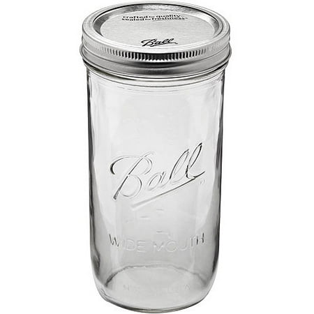 Ball Glass Mason Jar with Lid and Band, Wide Mouth, 24 Ounces, 9 Count