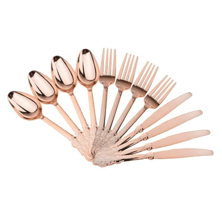 12pcs Silverware Cutlery Set Disposable 4 Spoons 4 Flatware Utensils Set Rose Gold
12pcs Silverware Cutlery Set Disposable 4 Spoons 4 Flatware Utensils Set Rose Gold
