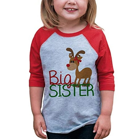 7 ate 9 Apparel Kids Big Sister Christmas Raglan Shirt Red