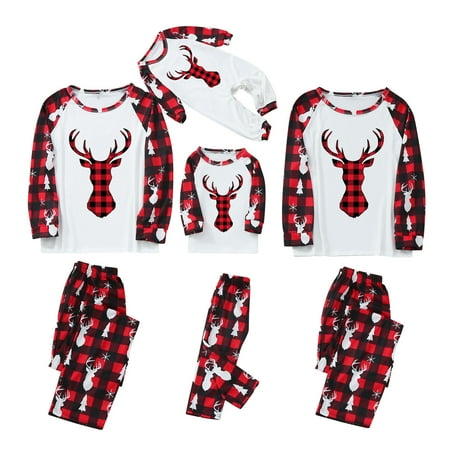 Christmas Pajamas Cute Deer Print Long Sleeve Totem PJS Set
