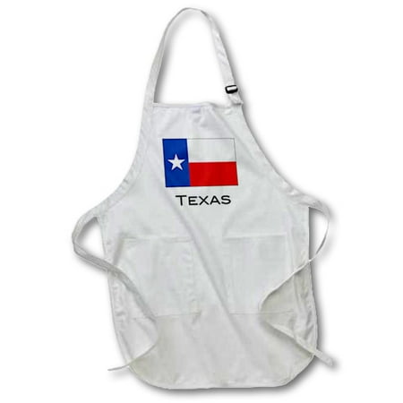 3dRose Texas State Flag - Full Length Apron 22 by 30-inch Black With Pockets
