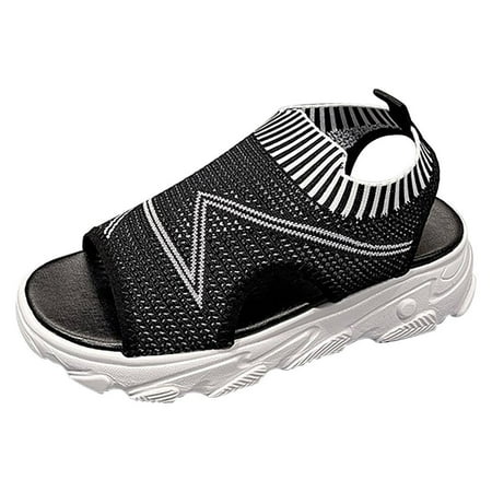 Bohemian Style Mesh Quality Sandals And Flat Thick Sole Shoes For Female