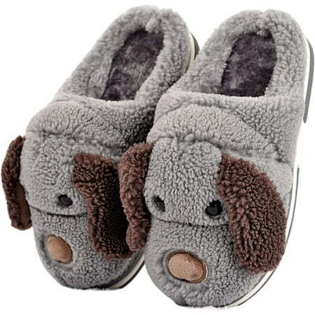 CoCopeaunt Women s Slippers Dog Animal Slippers Cartoon Plush Slippers Winter Warm Slippers Home Slippers