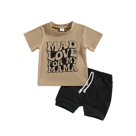wybzd Infant Boy Summer Outfits Mad Lover for My Mama Short Sleeve T-Shirt+Drawstring Shorts
wybzd Infant Boy Summer Outfits Mad Lover for My Mama Short Sleeve T-Shirt+Drawstring Shorts