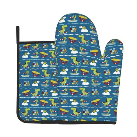 Xecao Dinosaur on the Beach Vacation Pattern Oven Mitts and Pot Holders Sets Heat Resistant Silicone Oven Mittens Extra Thicken Long Kitchen Cotton Oven Glove for Cooking
Xecao Dinosaur on the Beach Vacation Pattern Oven Mitts and Pot Holders Sets Heat Resistant Silicone Oven Mittens Extra Thicken Long Kitchen Cotton Oven Glove for Cooking