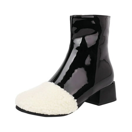 Qufokar High Boots for Women Wide Calf Wide Boots for Women Size 11 Women Ankle Boots Autumn And Winter Fashion Lamb Wool Panel Comfortable Square Heel Side Zipper
Qufokar High Boots for Women Wide Calf Wide Boots for Women Size 11 Women Ankle Boots Autumn And Winter Fashion Lamb Wool Panel Comfortable Square Heel Side Zipper
