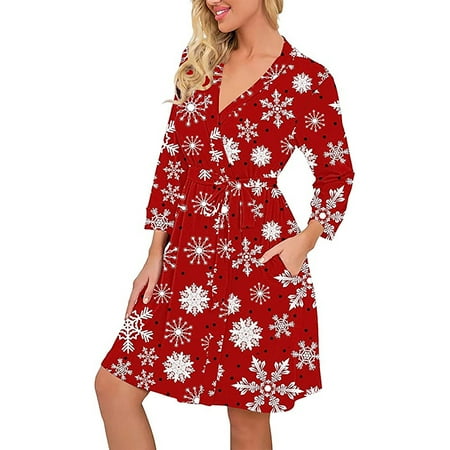 Cntydi Pajamas for Women Gifts Women Christmas Pajamas Sexy Soft Bathrobe V-Neck 3/4 Sleeve Party Robe Soft Sleepwear With Belt
Cntydi Pajamas for Women Gifts Women Christmas Pajamas Sexy Soft Bathrobe V-Neck 3/4 Sleeve Party Robe Soft Sleepwear With Belt
