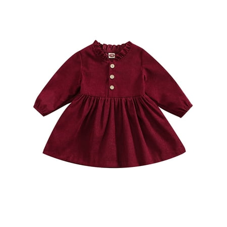 wybzd Toddler Kids Baby Girls Autumn Corduroy Dress Solid Color Long Sleeve Ruffle Collar Button A-line Dress Wine Red 12-18 Months
wybzd Toddler Kids Baby Girls Autumn Corduroy Dress Solid Color Long Sleeve Ruffle Collar Button A-line Dress Wine Red 12-18 Months