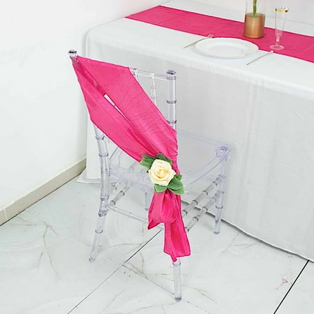 BalsaCircle 5 Fuchsia Accordion Crinkle Taffeta Chair Sashes Wedding