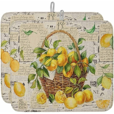 Summer Lemon Dish Drying Mat for Kitchen Counter Microfiber Rack Pads Watercolor Yellow Fruits Botanical Vintage Absorbent Dish Bottle Drying Mat 18 x24 1 Pack
Summer Lemon Dish Drying Mat for Kitchen Counter Microfiber Rack Pads Watercolor Yellow Fruits Botanical Vintage Absorbent Dish Bottle Drying Mat 18 x24 1 Pack