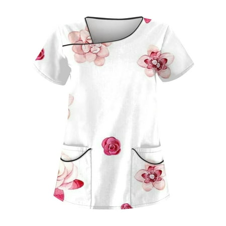 EHTMSAK Scrubs Tops Women Printed Floral with Pocket Short Sleeve V-Neck Tops Working Uniform Cartoon Print Blouse White 3X
EHTMSAK Scrubs Tops Women Printed Floral with Pocket Short Sleeve V-Neck Tops Working Uniform Cartoon Print Blouse White 3X